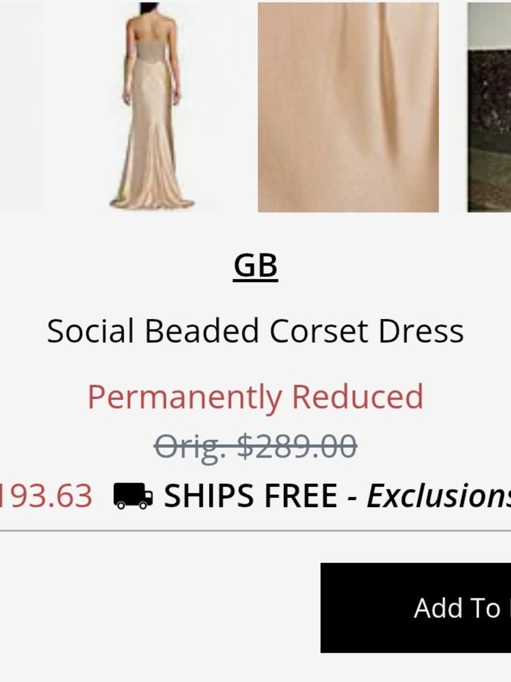 Gianni Bini Social Beaded Corset Gown in Champagne Beige